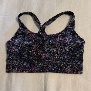 Lululemon Energy Longline Bra, Multicolor Print, Size 8